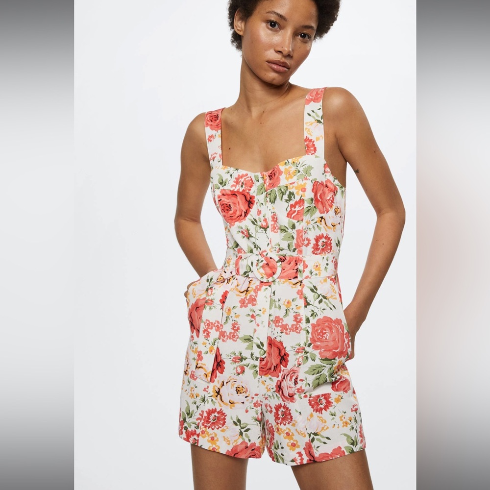 NWT Mango Flower short jumpsuit romper